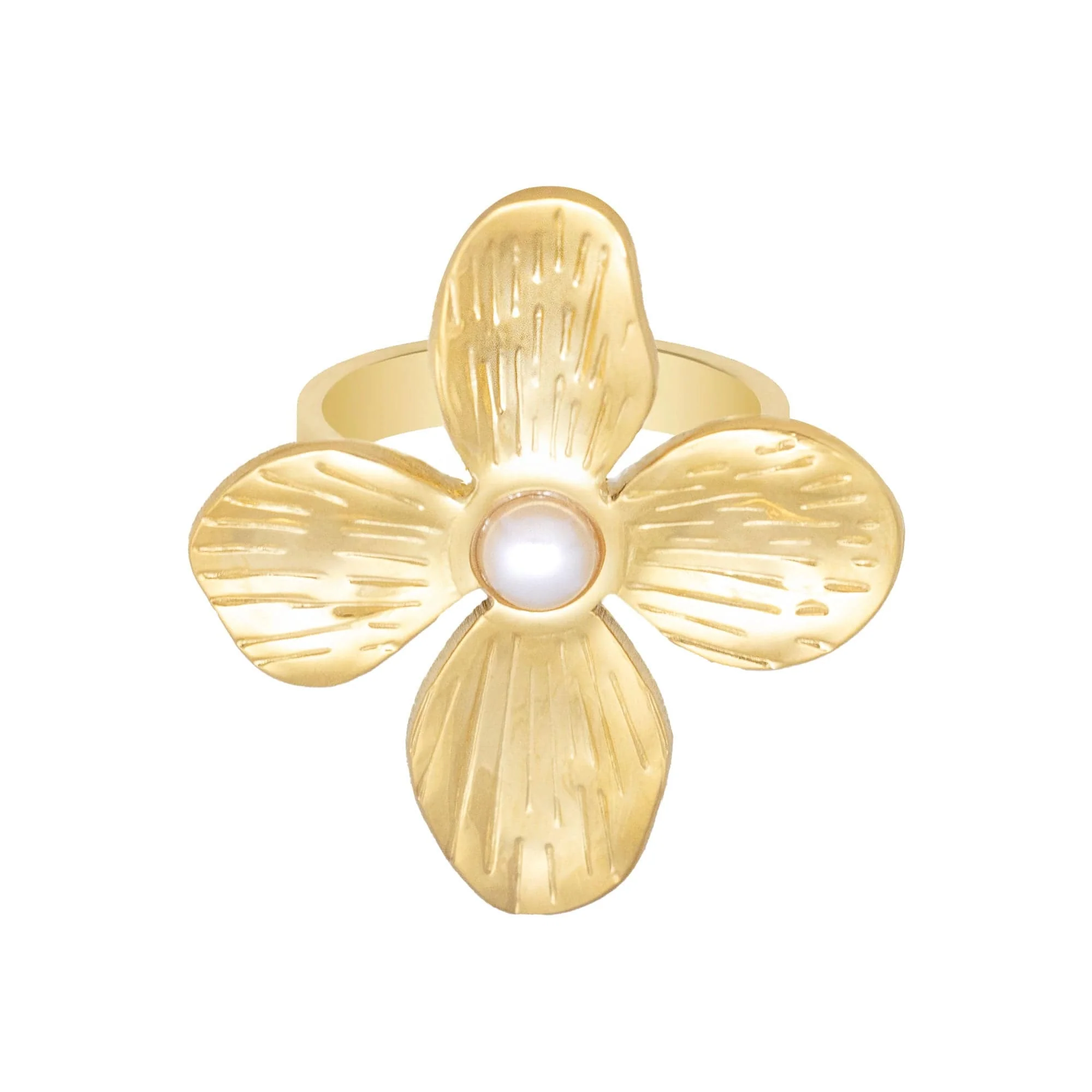 Aurelie Flower Pearl Ring