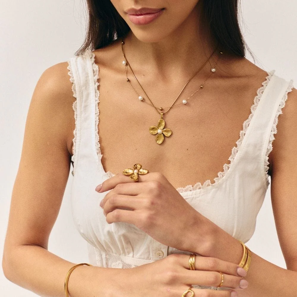 Aurelie Flower Pearl Ring - Image 12
