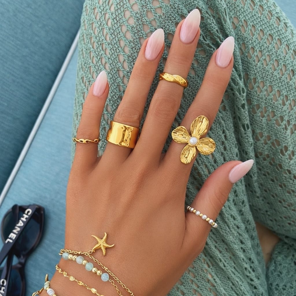 Aurelie Flower Pearl Ring - Image 2