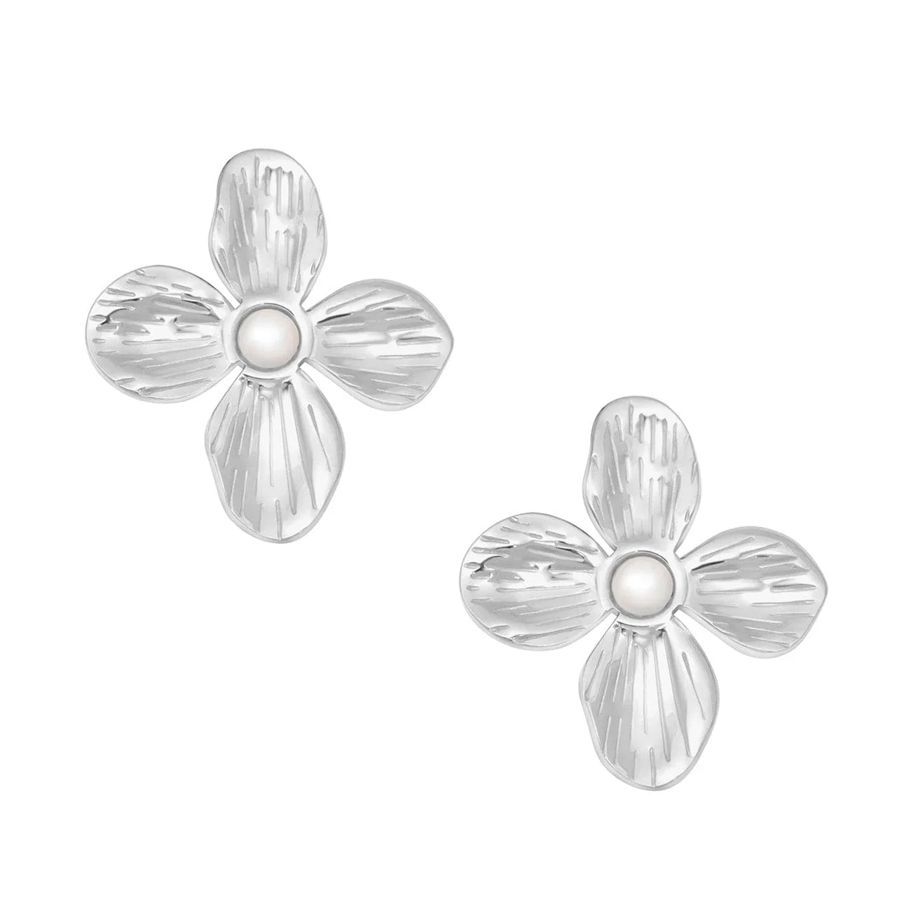 Aurelie Flower Pearl Stud Earrings - Image 13