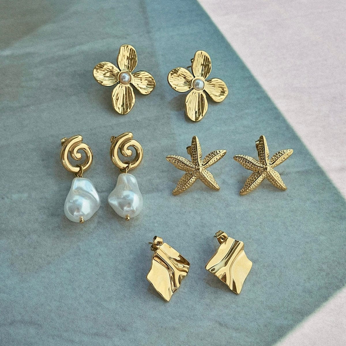 Aurelie Flower Pearl Stud Earrings - Image 5