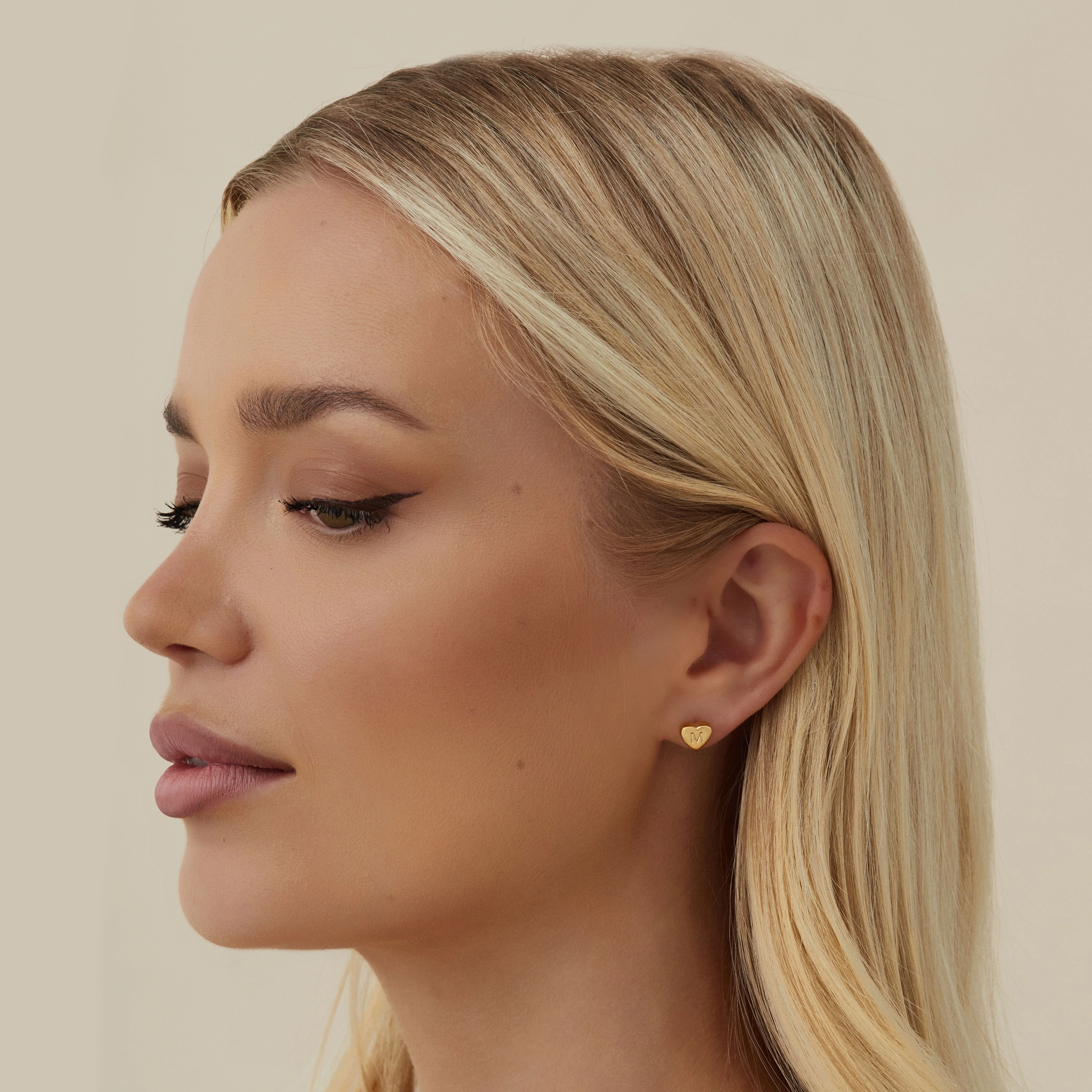 Dainty Heart Initial Earrings - Image 3