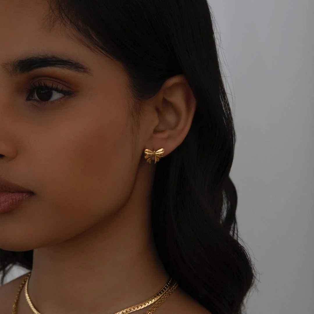 Emma Bow Stud Earrings - Image 3
