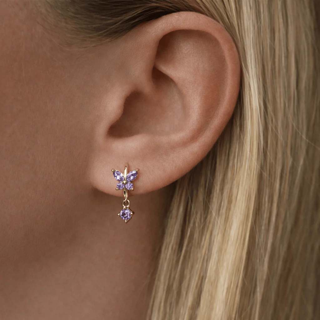 Evelyn Butterfly Hoop Earrings - Image 3