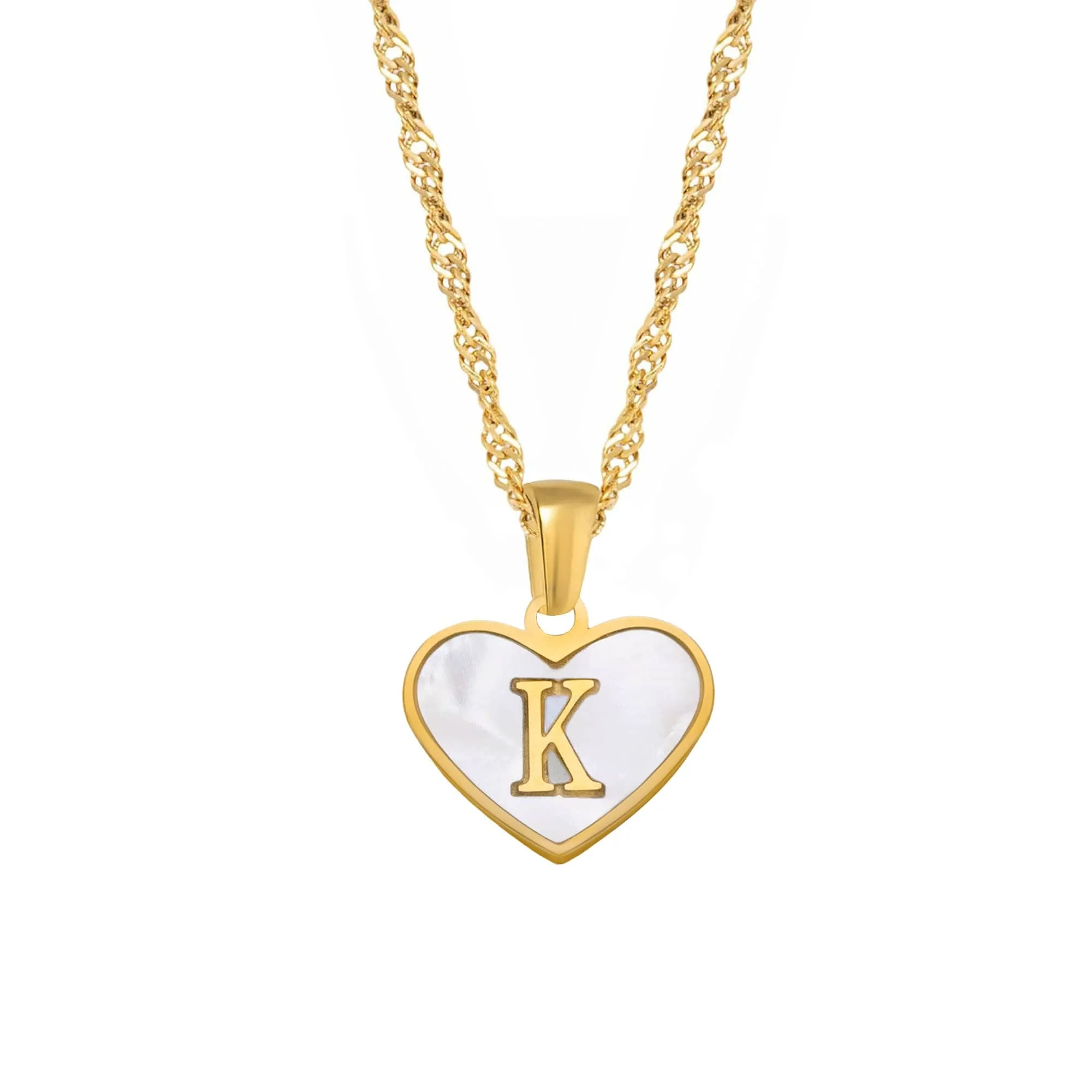 Fifi Heart Pearl Initial Necklace