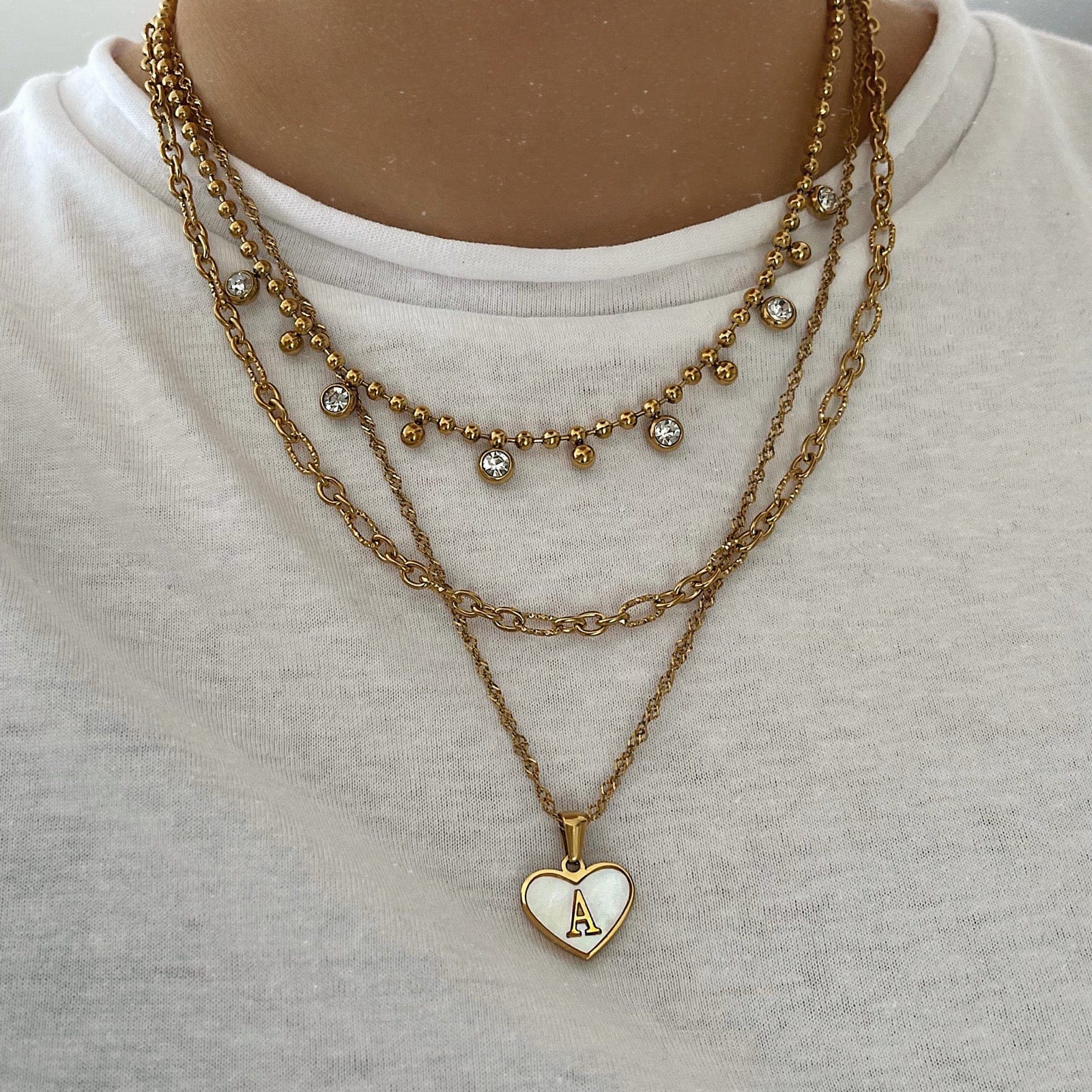 Fifi Heart Pearl Initial Necklace - Image 2