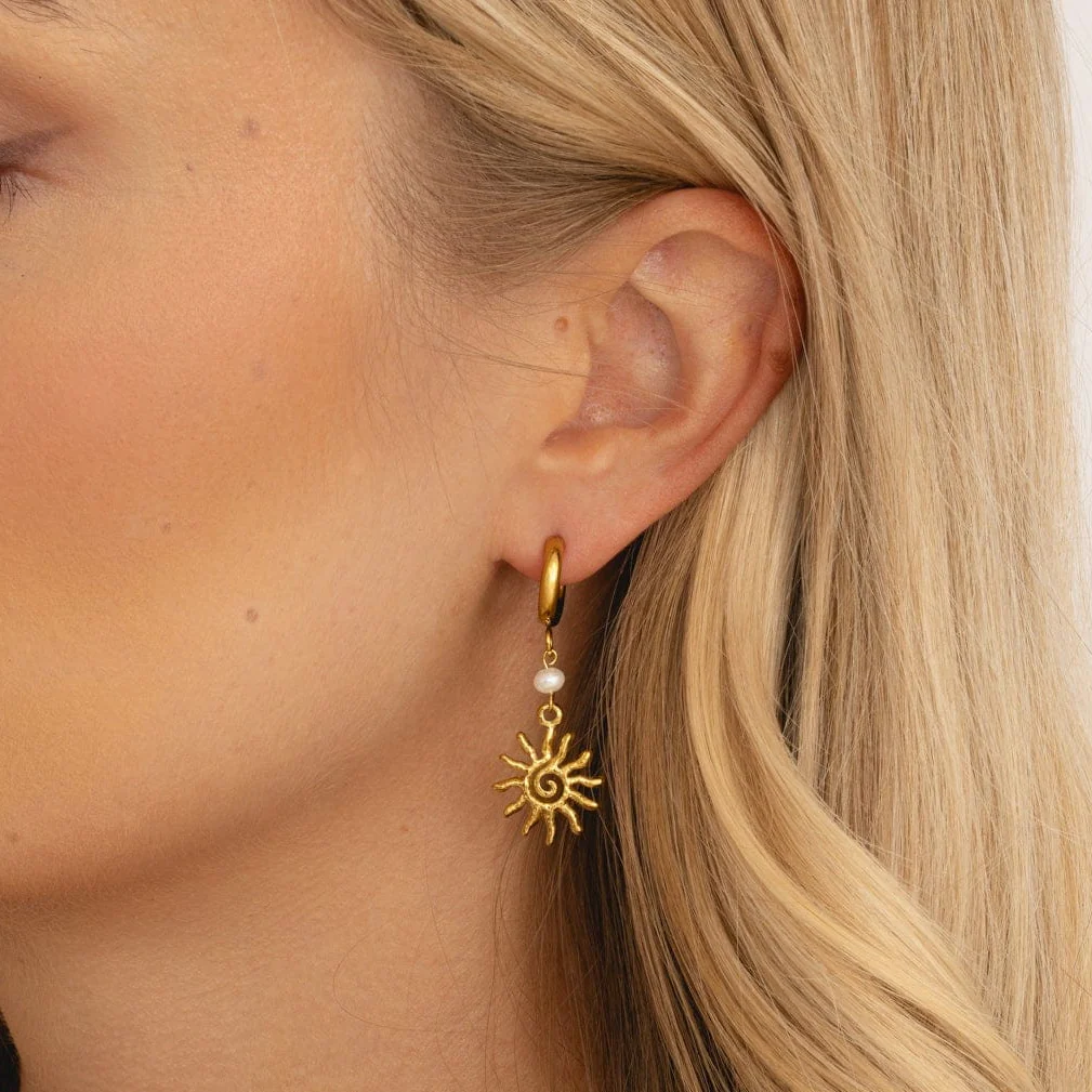 Ibiza Pearl Hoop Earrings - Image 2