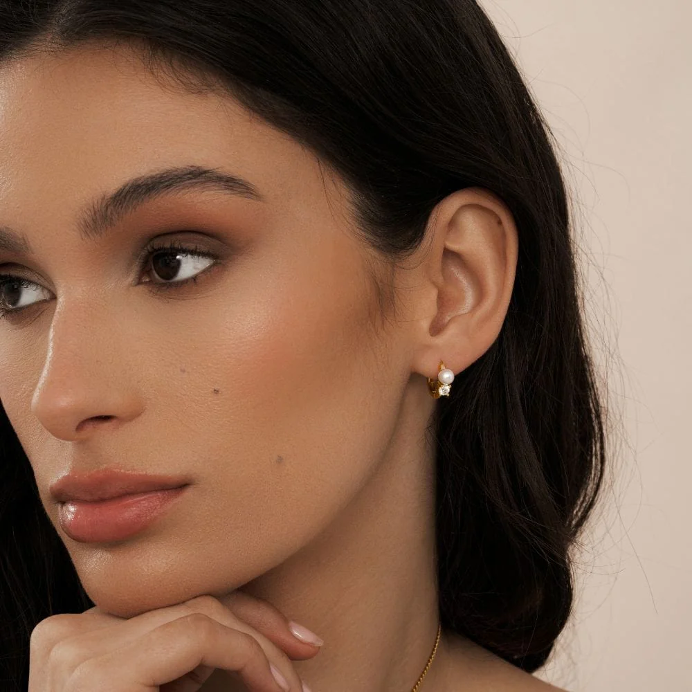 Madeline Pearl Hoop Earrings - Image 2