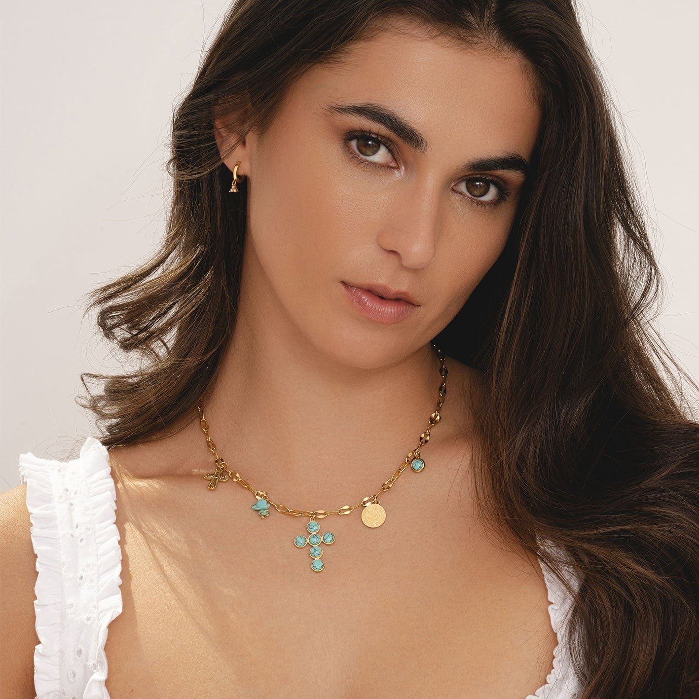 Marble Cross Charm Necklace - Image 4