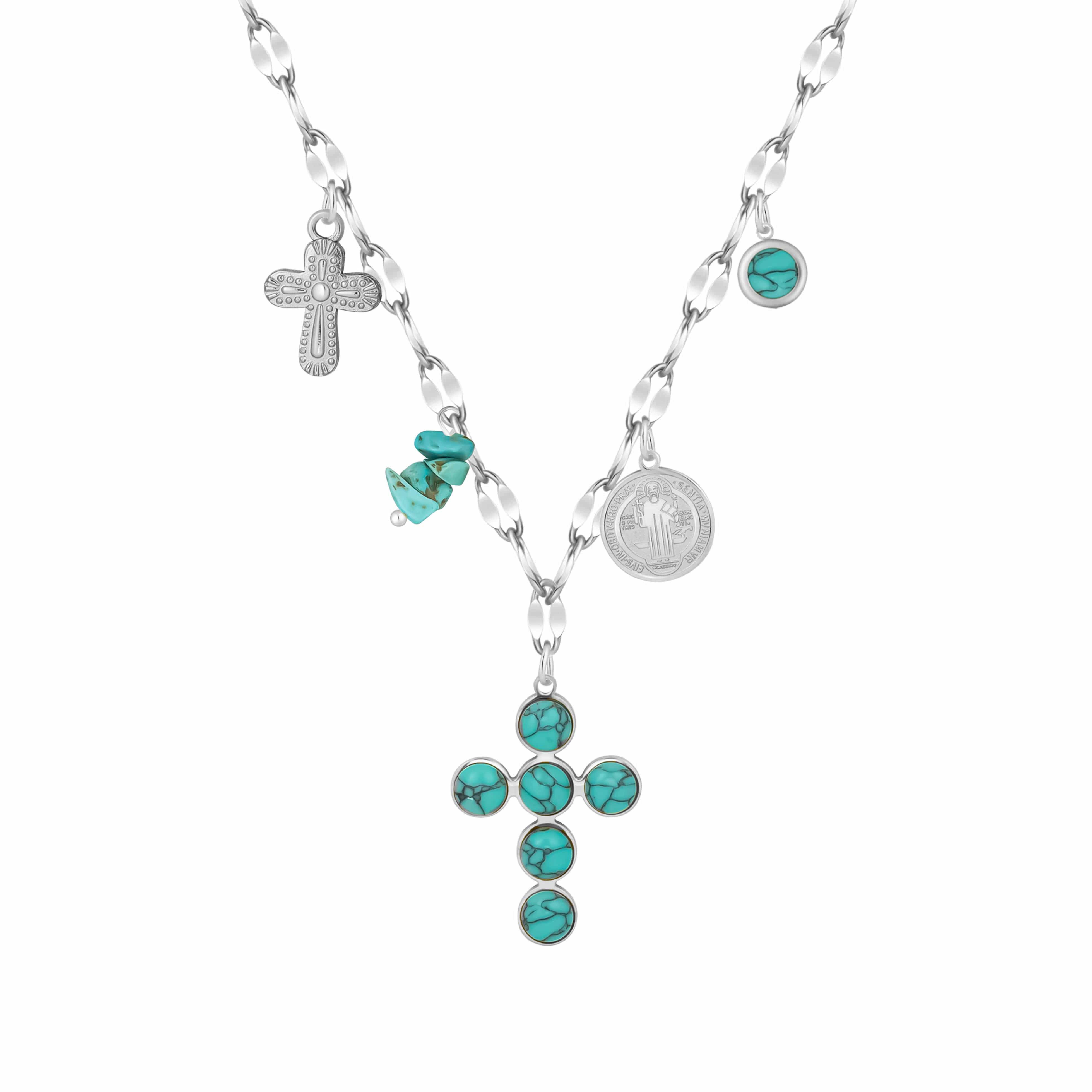 Marble Cross Charm Necklace - Image 6