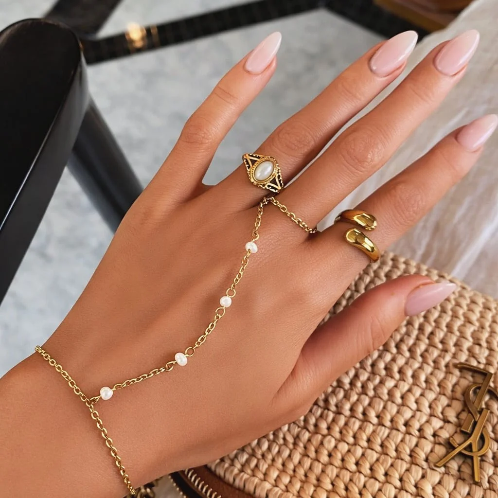 Nico Pearl Hand Chain Bracelet - Image 3