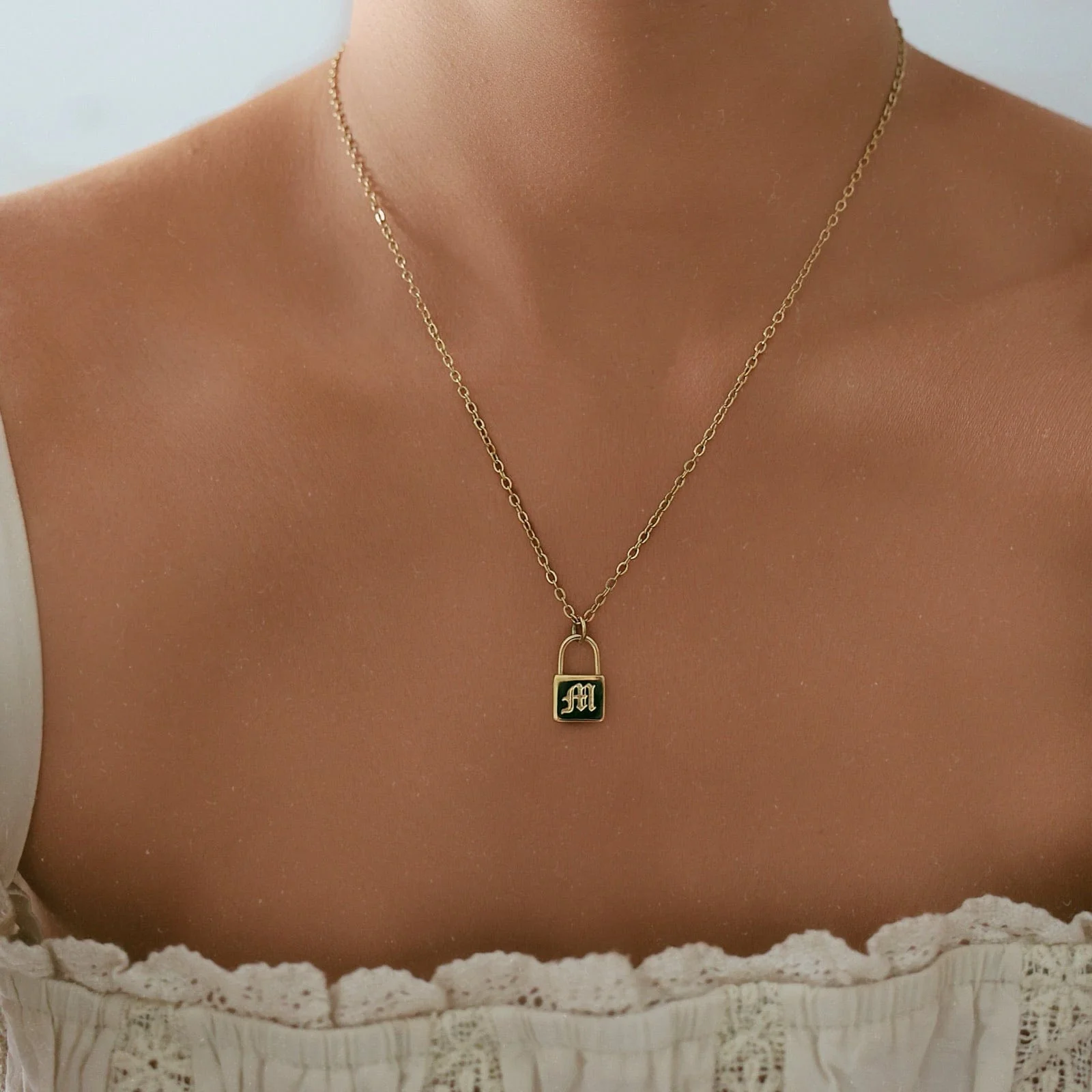 Padlock Initial Necklace - Image 4