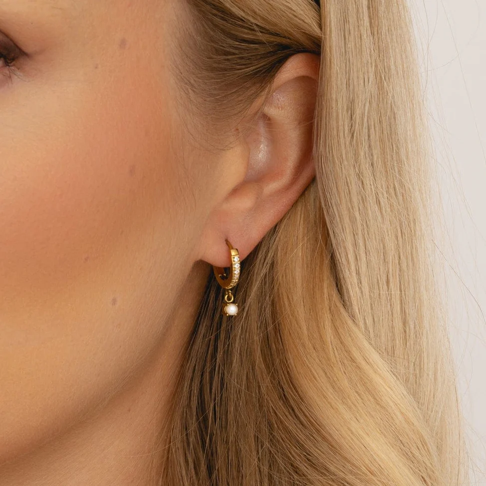 Priscilla Pearl Hoop Earrings - Image 2