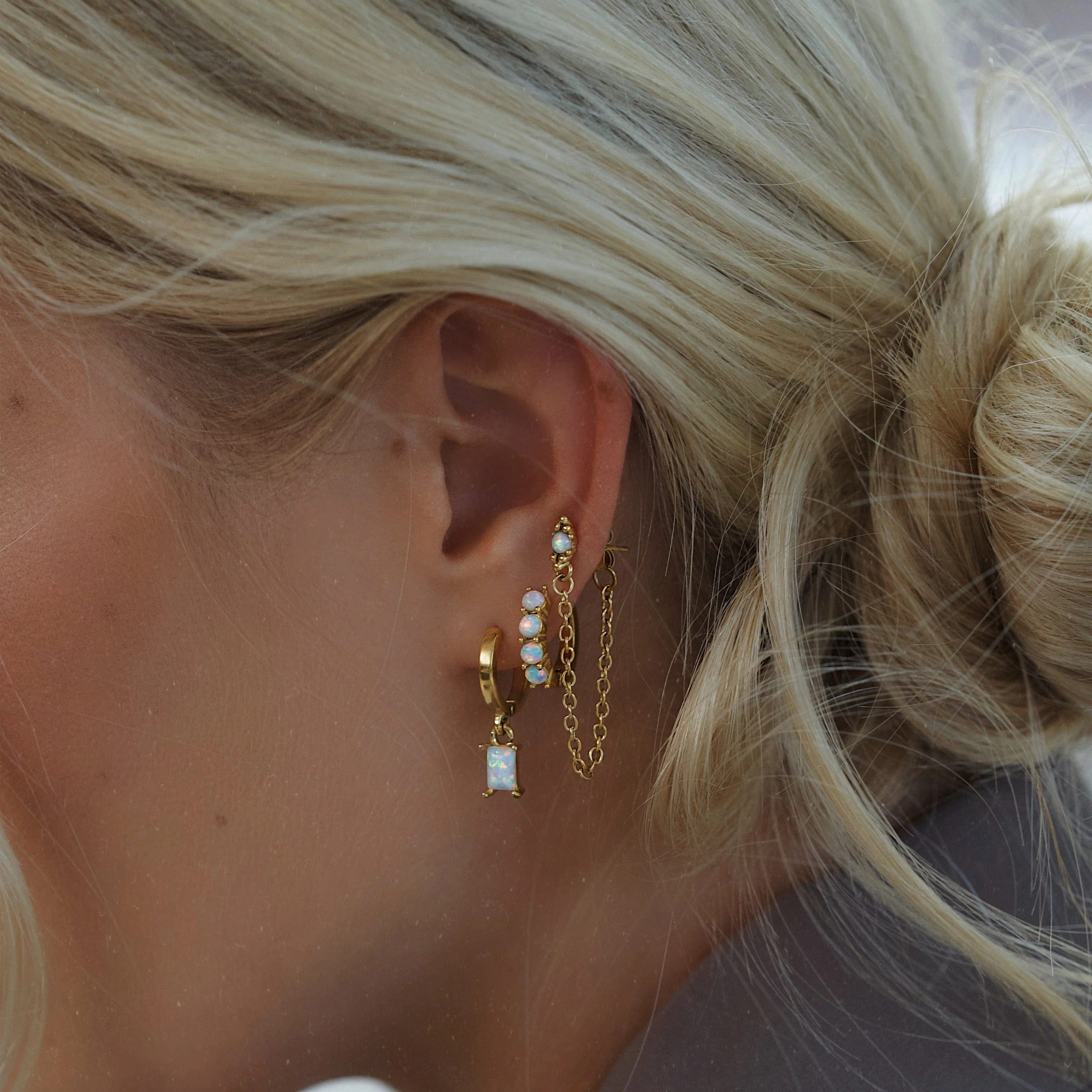 Tia Opal Hoop Earrings - Image 3