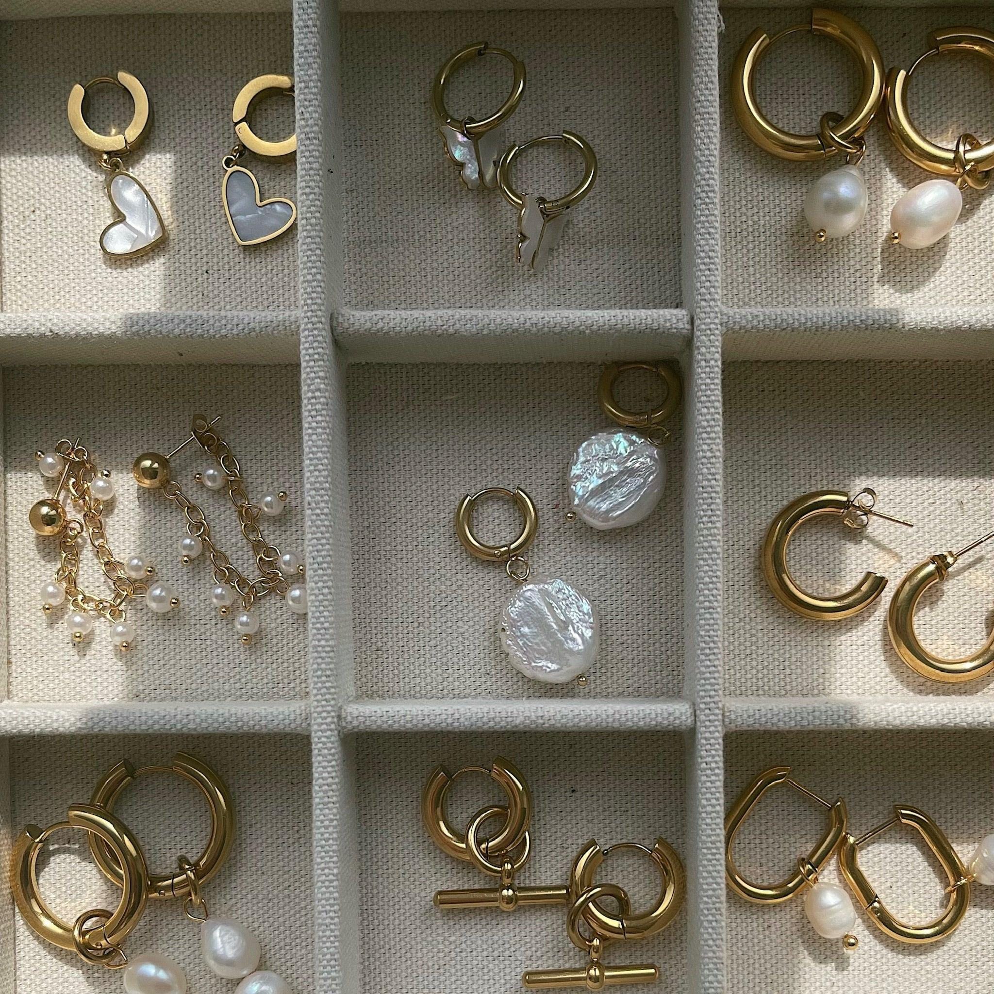 Tulum Pearl Hoop Earrings - Image 11