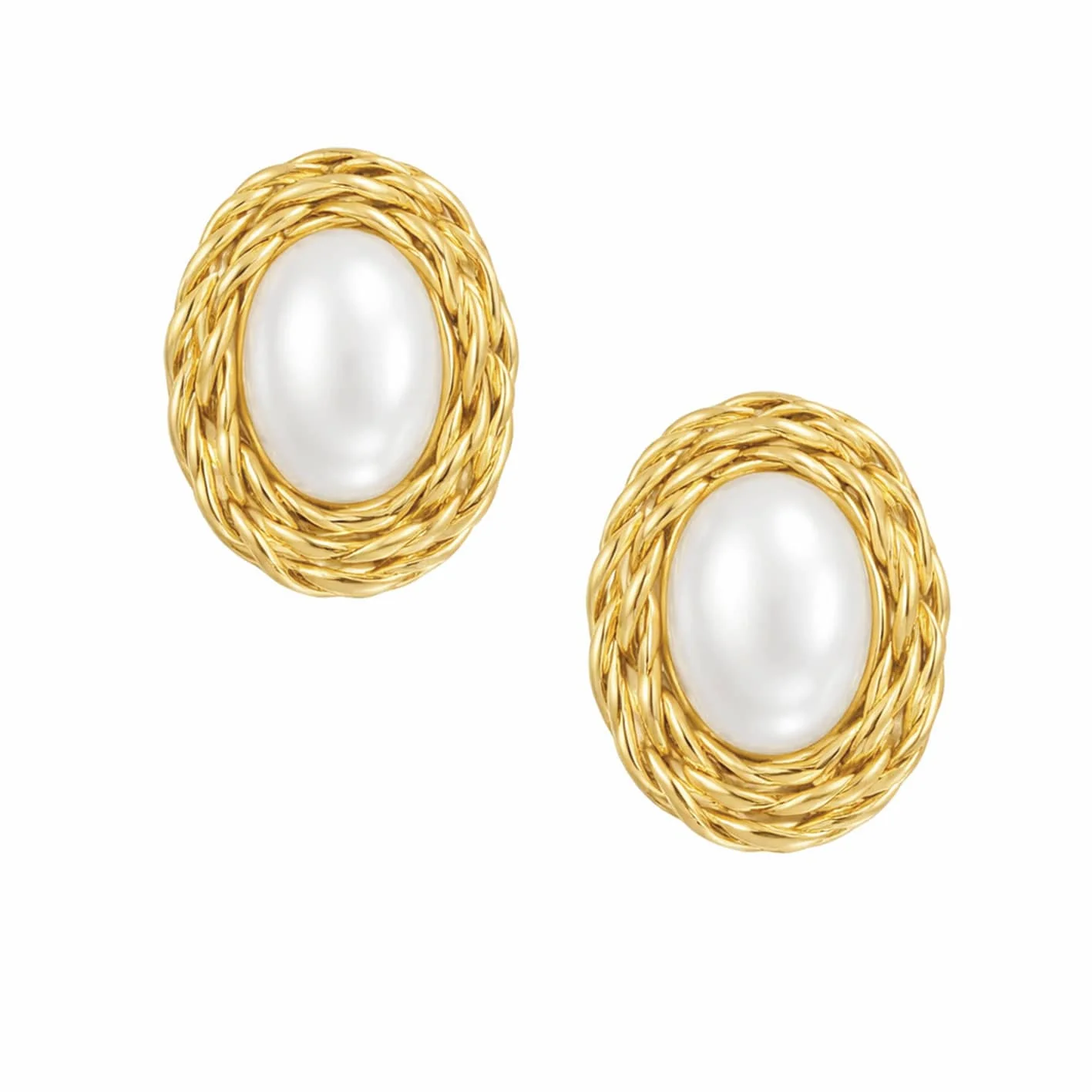Woven Pearl Stud Earrings