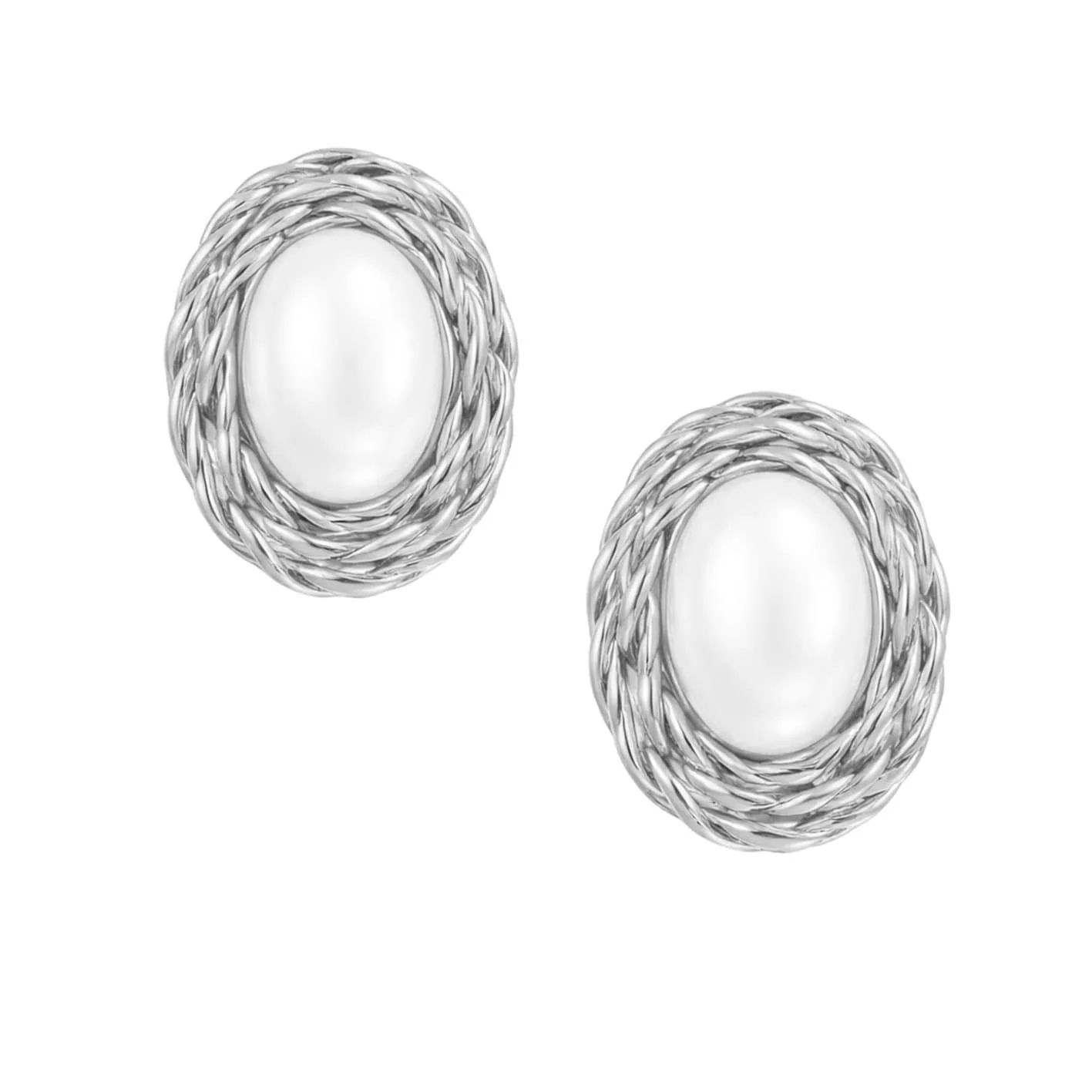 Woven Pearl Stud Earrings - Image 4